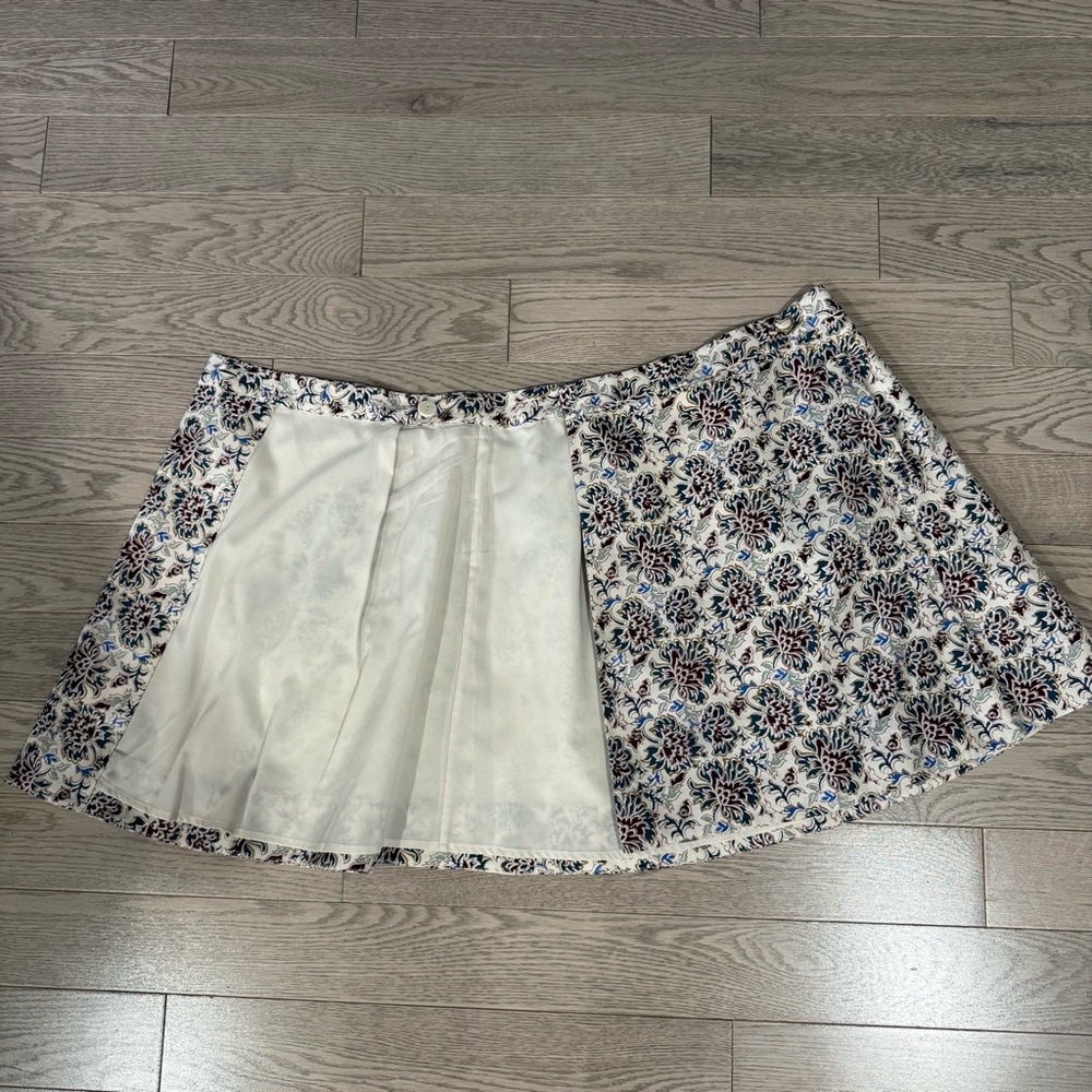 Tory Burch Floral A-Line Skirt in Cream and Brown with pockets - Picture 4 of 11